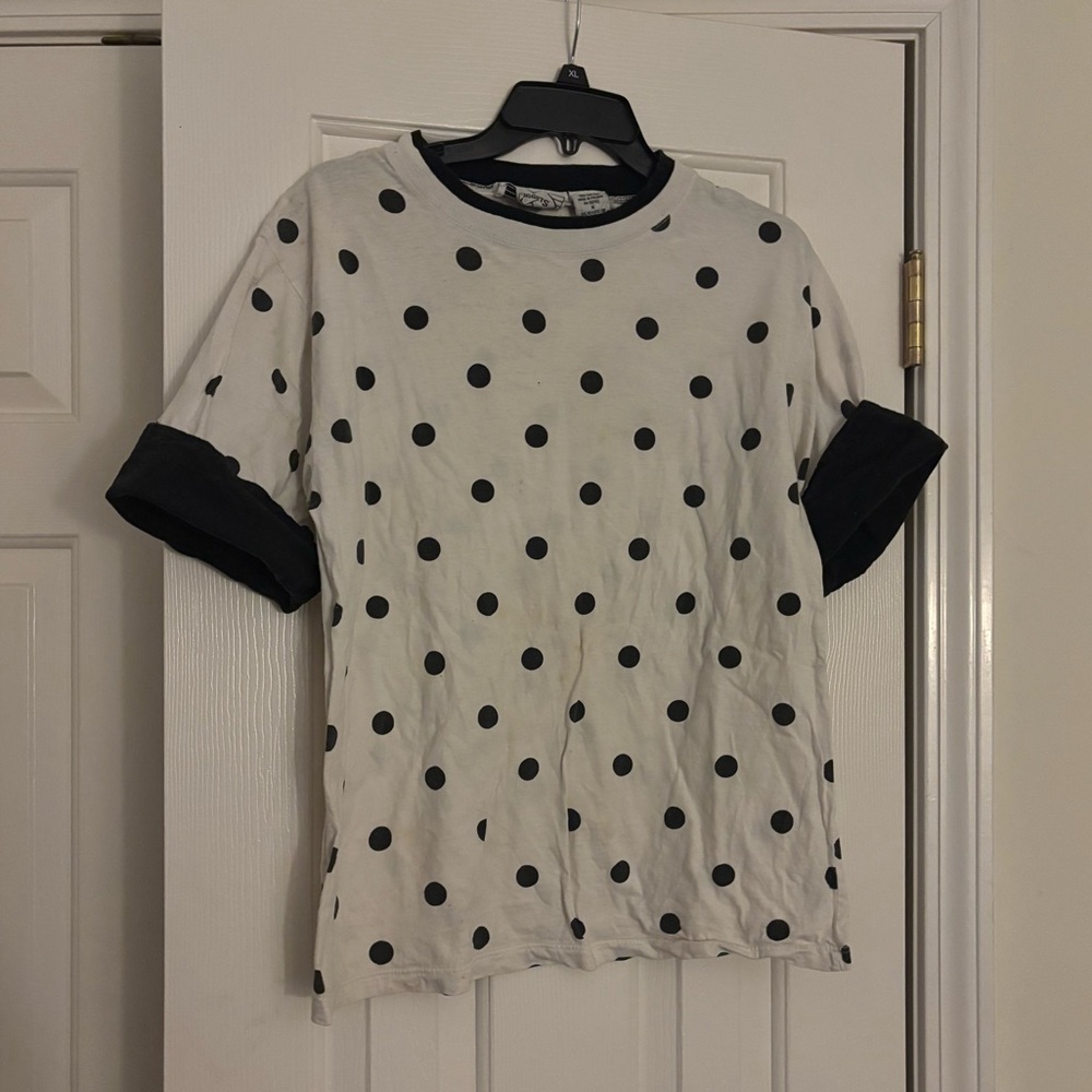 90s Polka Dot Women's Top - Black and White